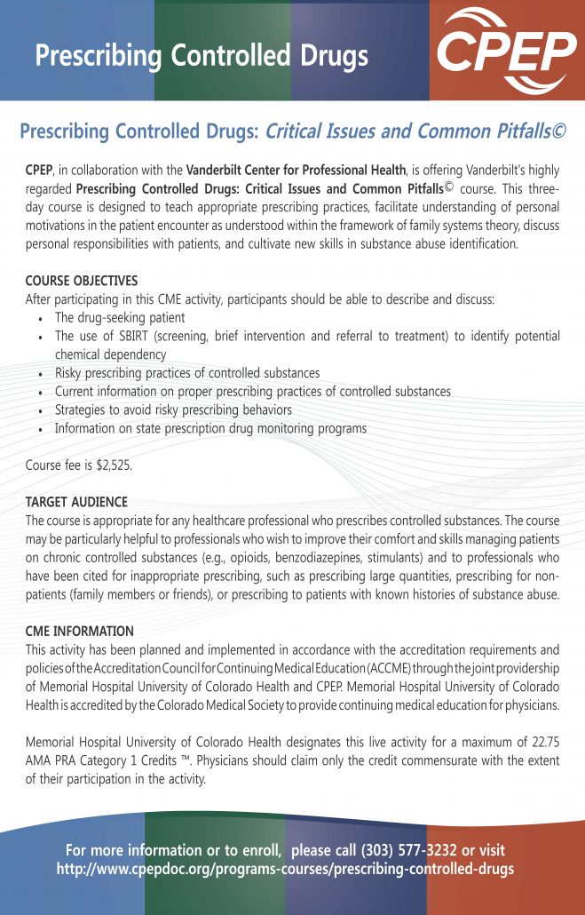 Prescribing Controlled Drugs Flyer 2018 | CPEP